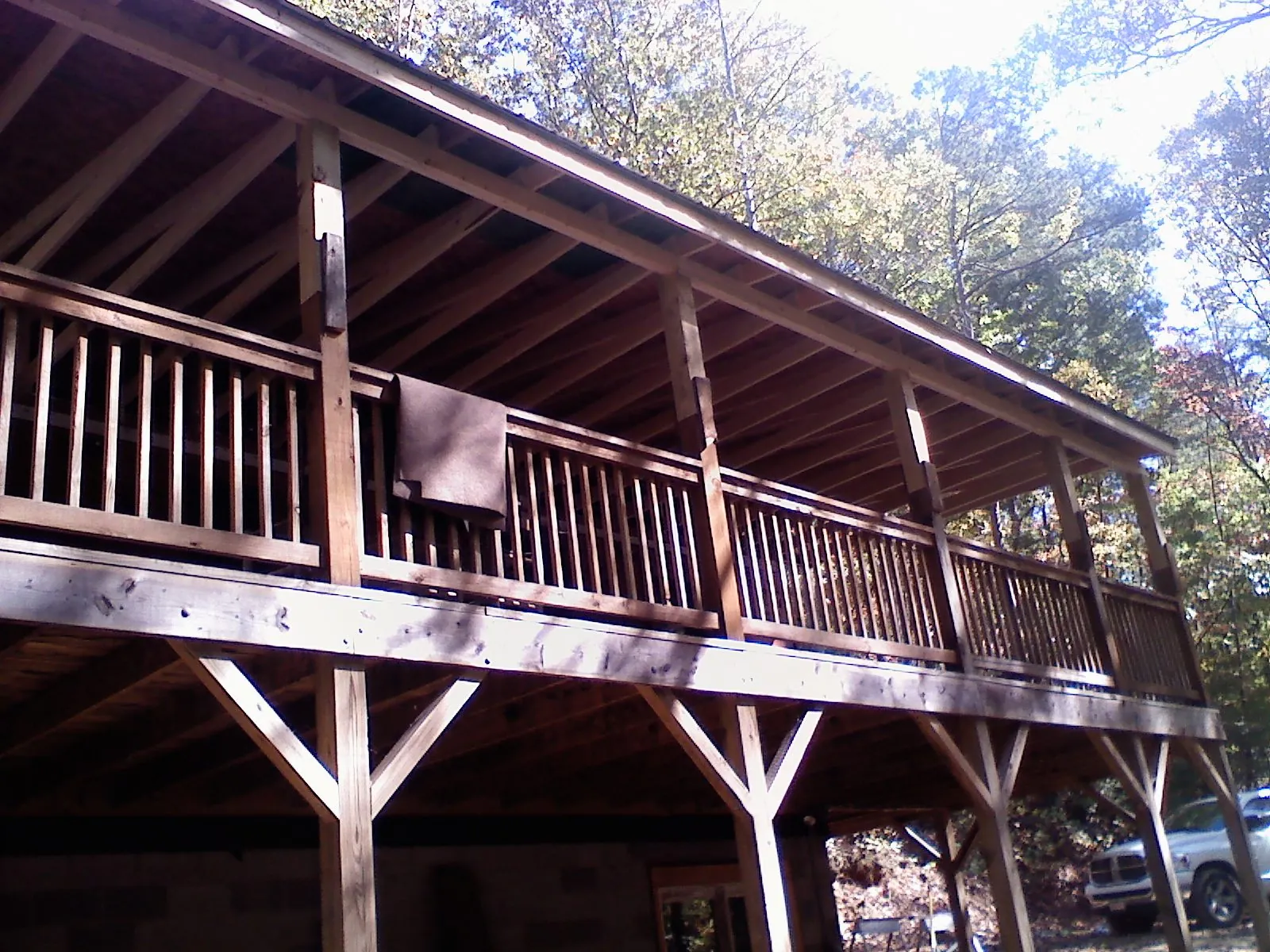 Timber framing under a new elevated porch and deck — Roof Leak Repair in Porter by Roofing Brothers